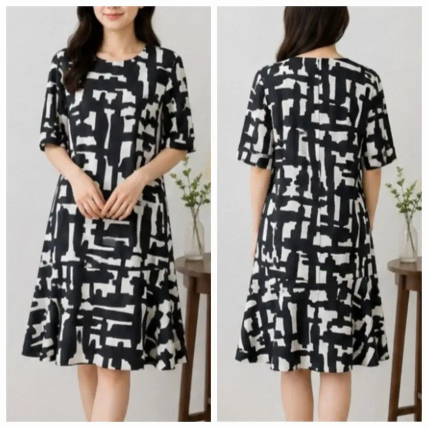 [BUNJANG] Renoma Pattern One-Piece Dress (Size 55-66) / 정품)레노마 패턴 원피스 (55~66)