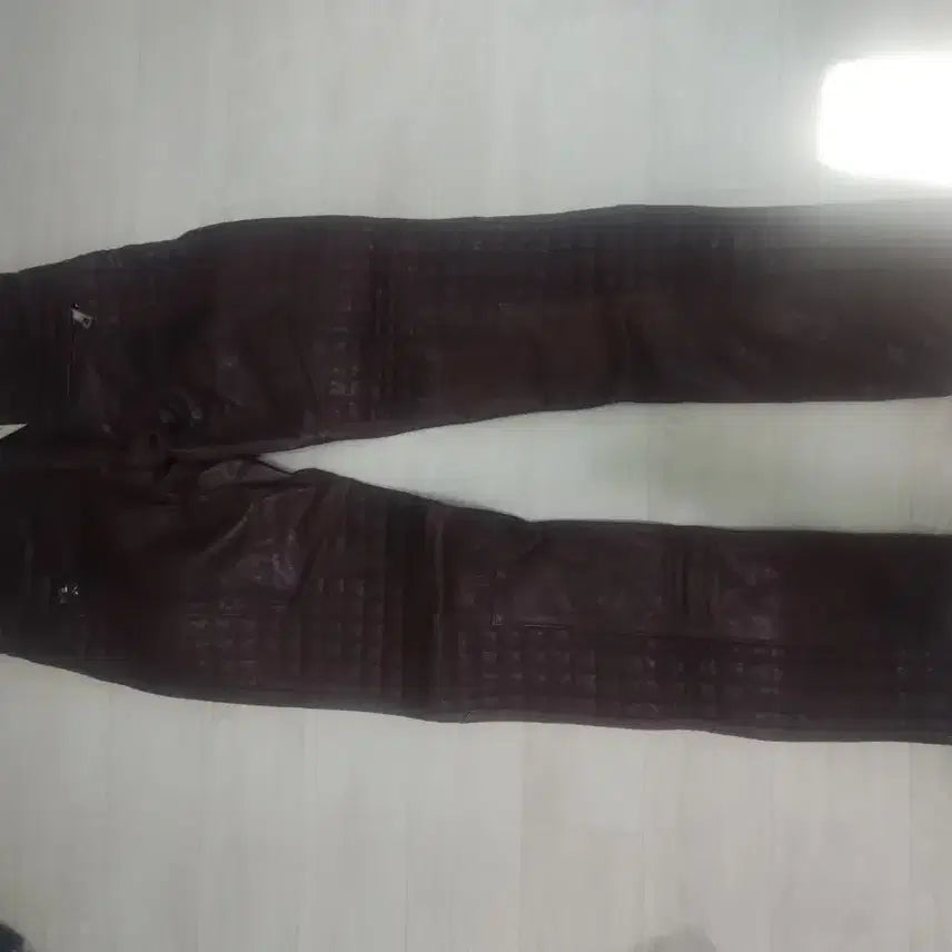 [BUNJANG] Baltaeng Real Leather Biker Pants / 발땡 브라운 리얼레더 바이커팬츠