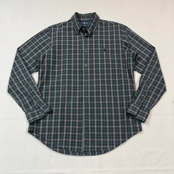 [BUNJANG] Polo Ralph Lauren Classic Green Check Custom Fit Shirt / M) 폴로 랄프로렌 클래식 그린 체크 셔츠 F9
