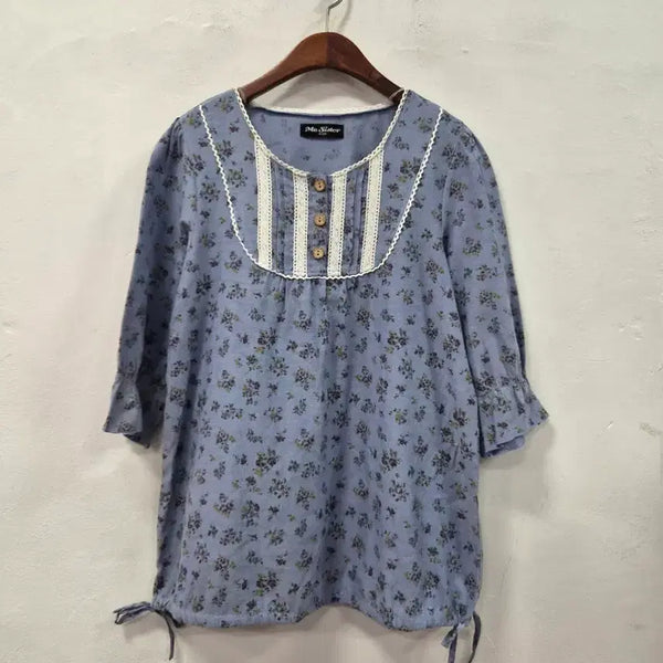 [BUNJANG] Mc Sister Sky Blue Floral Blouse / Mc sister 블라우스
