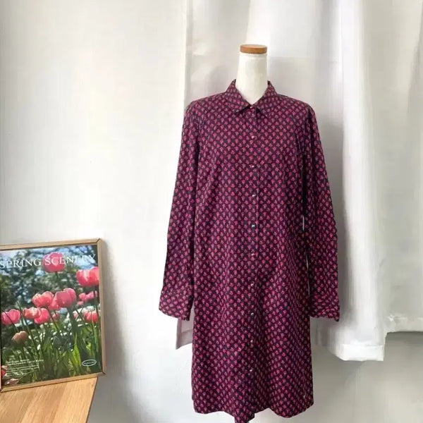 [BUNJANG] Tommy Hilfiger Flower Pattern Long Shirt Dress / 타미힐피거 플라워 패턴 롱 셔츠 원피스