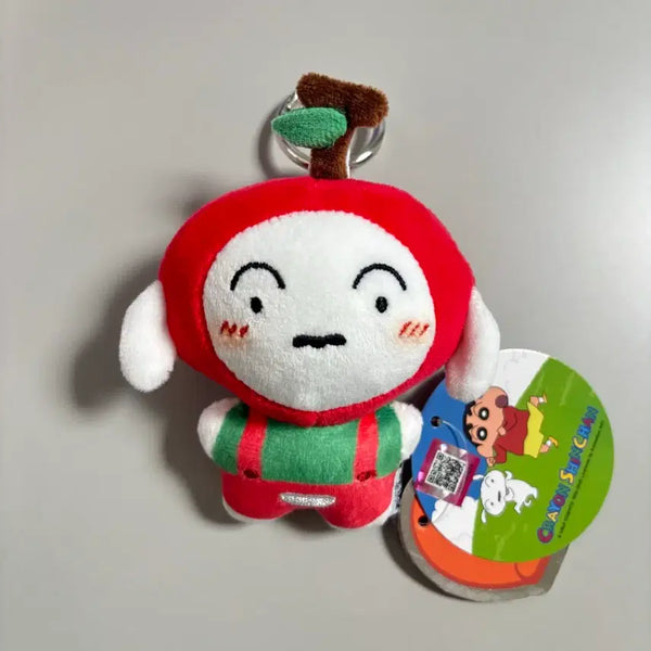[BUNJANG] Crayon Shin-chan Shiro Apple Costume Plush Keychain / 짱구 흰둥이 사과 코스튬 인형 키링