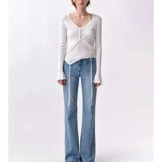 [BUNJANG] Abiemoah Ribbed Three Button Set Top / 아비에무아 립드 쓰리 버튼 세트