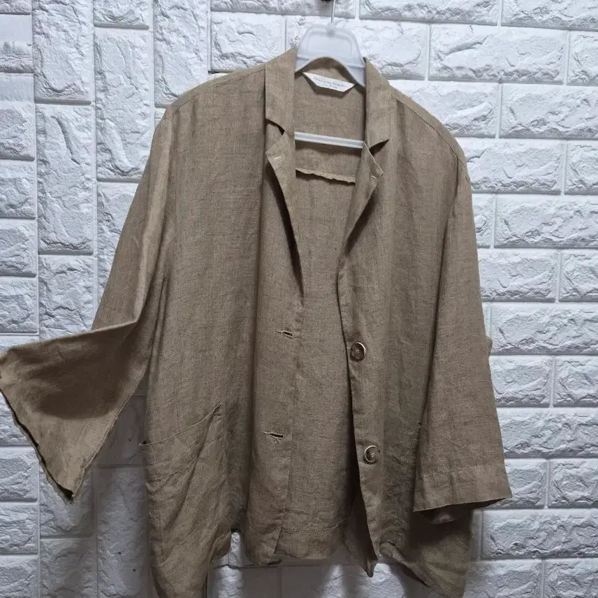 [BUNJANG] High-Quality Loose Fit Linen Jacket - Beige (Free Size) / 고퀄 루즈핏 린넨 자켓 베이지 프리