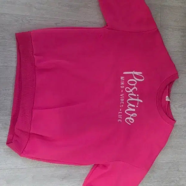 [BUNJANG] Pink 'Positive' Lettering Sweatshirt / 핑크색 'Positive' 레터링 맨투맨
