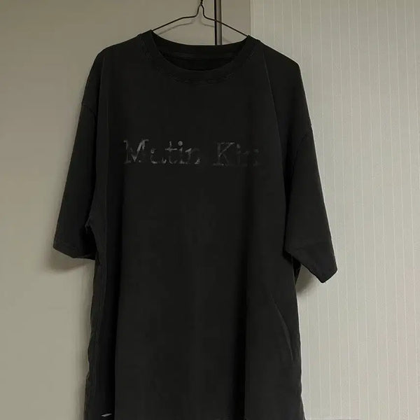 [BUNJANG] Matinkim Distressed Logo T-shirt Charcoal XL / 마뗑킴 디스트레스드 티셔츠 XL
