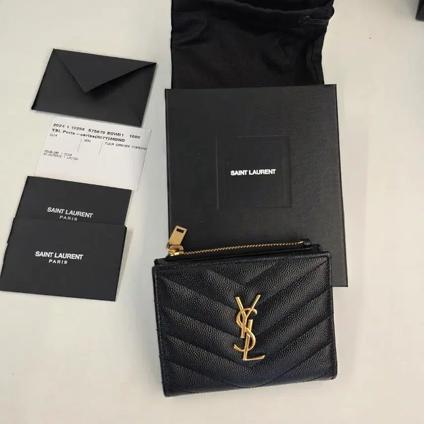 [BUNJANG] Saint Laurent Women's Quilted Card Holder / 입생로랑 여성 카드 지갑(미사용 제품)