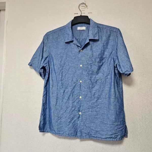 [BUNJANG] Uniqlo Linen Shirt L Blue / 유니클로 린넨셔츠 L 100호