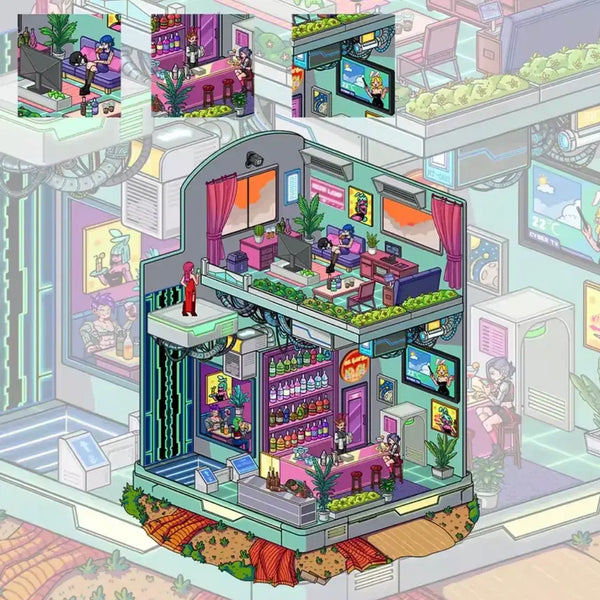 [BUNJANG] Cyberpunk Building 3D Sticker Book for Room Decoration / 방꾸미기 사이버펑크 건물 3D 스티커북