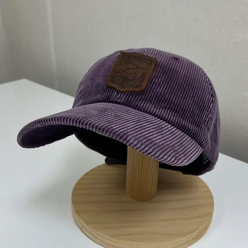 [BUNJANG] Polo Ralph Lauren 00s Suicide Leather Shield Patch Purple Corduroy Ball Cap / 00's 폴로 랄프로렌 수어사이드 레더 쉴드와펜 퍼플 코듀로이 볼캡 모자