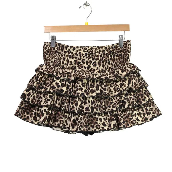 [BUNJANG] Romwe Leopard Ruffle Skirt / ROMWE 레오파드 캉캉스커트 [26080503]