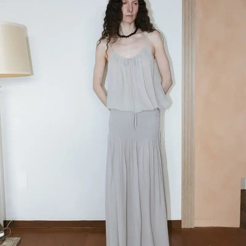 [BUNJANG] MONO H A Sheer Draped Camisole & Long Skirt Set / (새상품)모노하 쉬어 드레이프드 캐미솔 & 롱스커트 세트