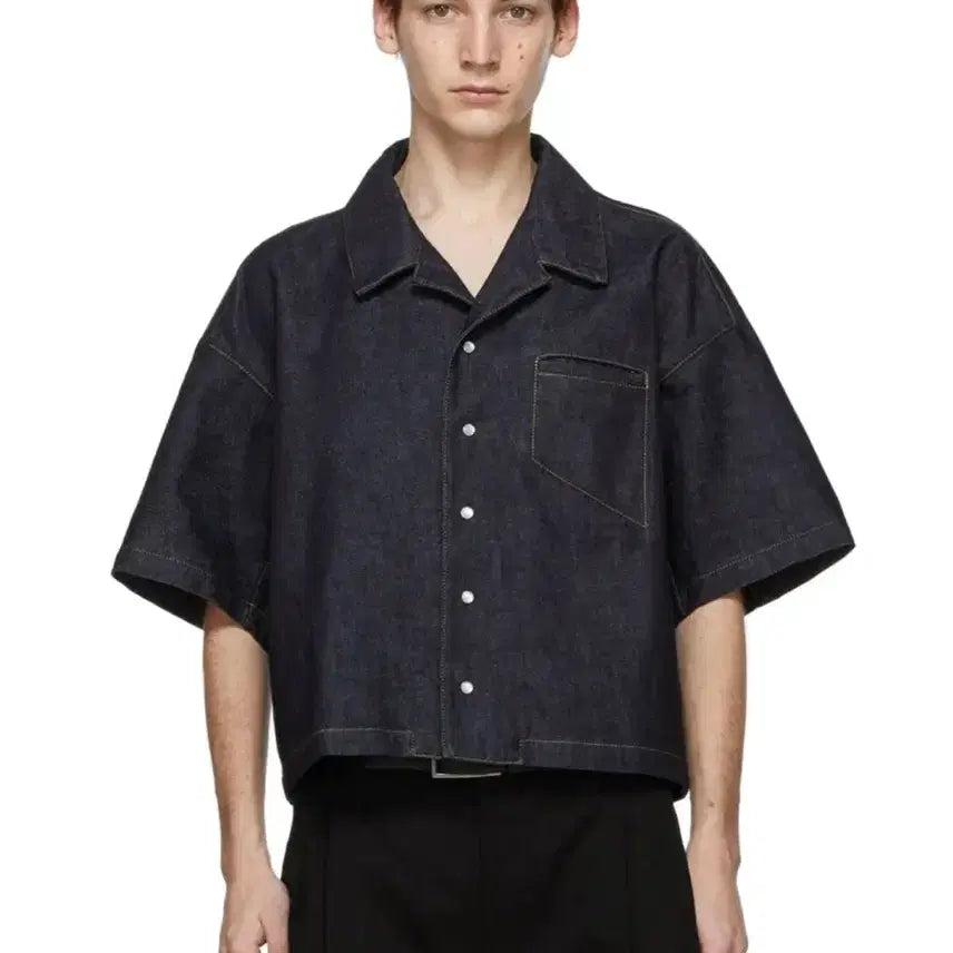 [BUNJANG] Bottega Veneta 20SS Indigo Denim Short Sleeve Shirt Size 50 / 보테가베네타 20SS 인디고 데님 하프셔츠 50