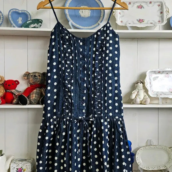[BUNJANG] Denim Polka Dot Dress / 데님 땡땡이 원피스