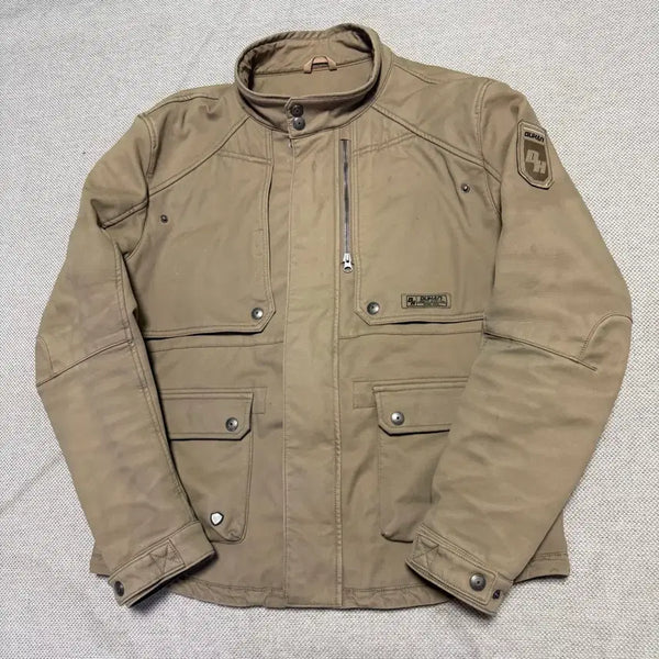 [BUNJANG] DUHAN Retro Biker Jacket Beige / 두한 (DUHAN) 레트로 바이크 자켓
