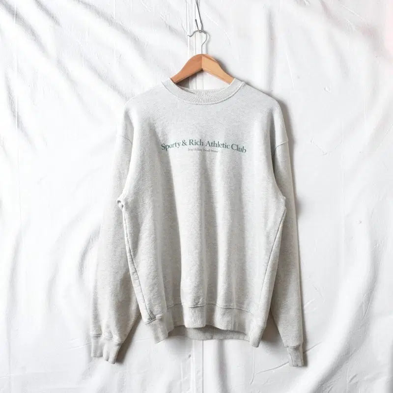 [BUNJANG] Sporty & Rich Athletic Club Sweatshirt Melange Grey Size M / 스포티앤 리치 기모 맨투맨 USA M0863