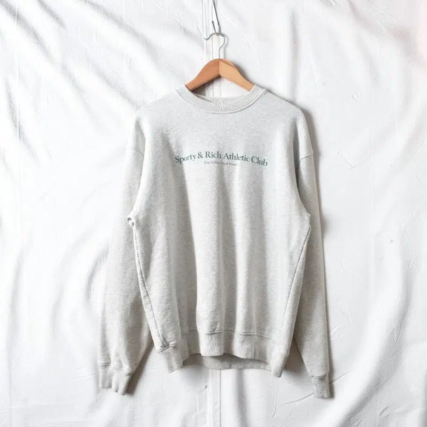 [BUNJANG] Sporty & Rich Athletic Club Sweatshirt Melange Grey Size M / 스포티앤 리치 기모 맨투맨 USA M0863