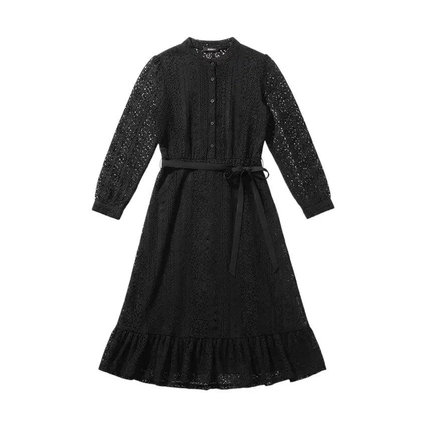 [BUNJANG] Vivido Women's Punching Lace Long Dress (Black) / 여성F/ vivido 펀칭 레이스 롱 원피스BK 36-16