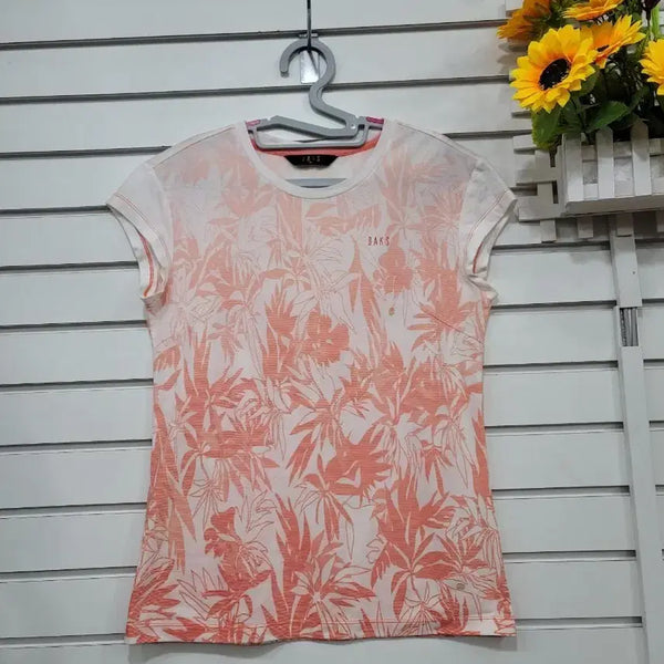 [BUNJANG] Daks Golf Women's Short Sleeve T-Shirt Leaf Pattern / #여성의류화사한 나뭇잎 패턴이 돋보이는 닥스 골프 여성 반팔티
