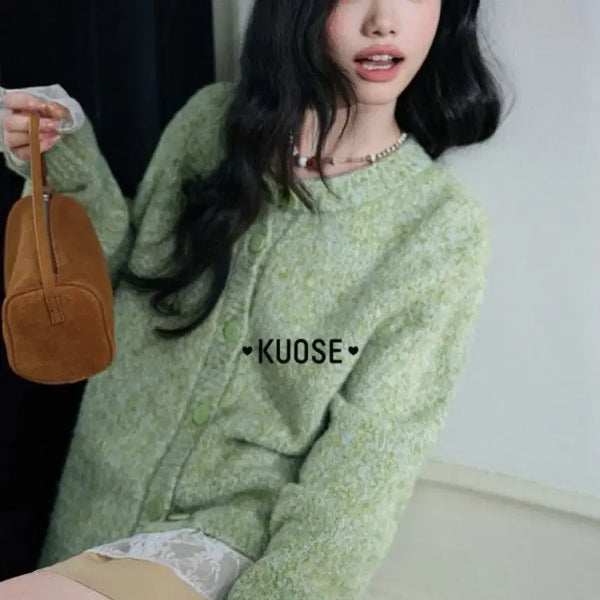 [BUNJANG] Kuose Knit Cardigan Green M Size / 새상품) 쿠오세 Kuose 니트 가디건 그린 M사이즈