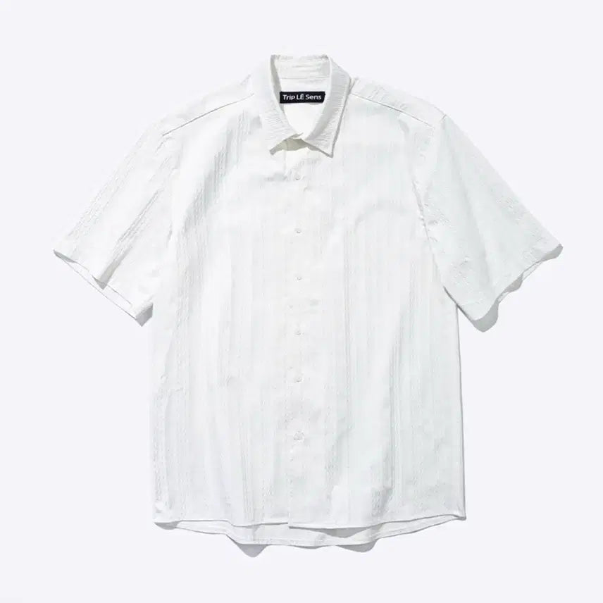 [BUNJANG] Triptych Sense Waterwave Jacquard White Half Shirt L / 트립르센스 워터웨이브 자카드 화이트 하프 셔츠 L