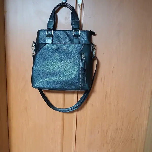 [BUNJANG] Black Leather Tote Bag / 블랙 레더 토트백