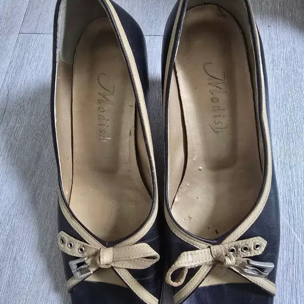 [BUNJANG] Modish Mules Heels (Black/Beige) / 모디쉬 뮬 힐 블랙 베이지 하이힐