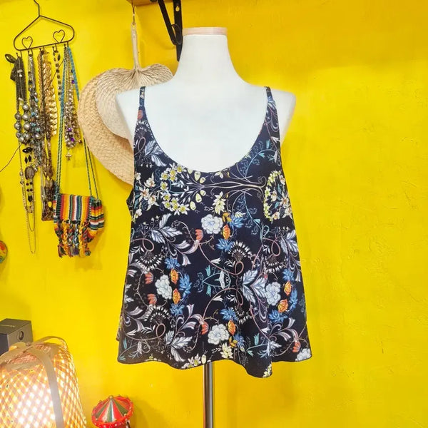 [BUNJANG] Flower Pattern Camisole Bustier Blouse / 플라워 나시 블라우스 뷔스티에