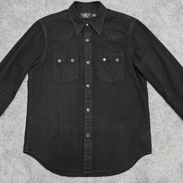 [BUNJANG] RRL Slim Fit Black Denim Western Shirt / RRL 슬림핏 데님 웨스턴 셔츠블랙