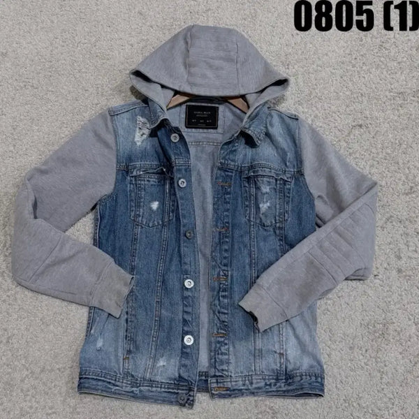 [BUNJANG] Zara Man Hooded Denim Jacket Blue/Grey / 자라맨 후드 데님 자켓 블루/그레이