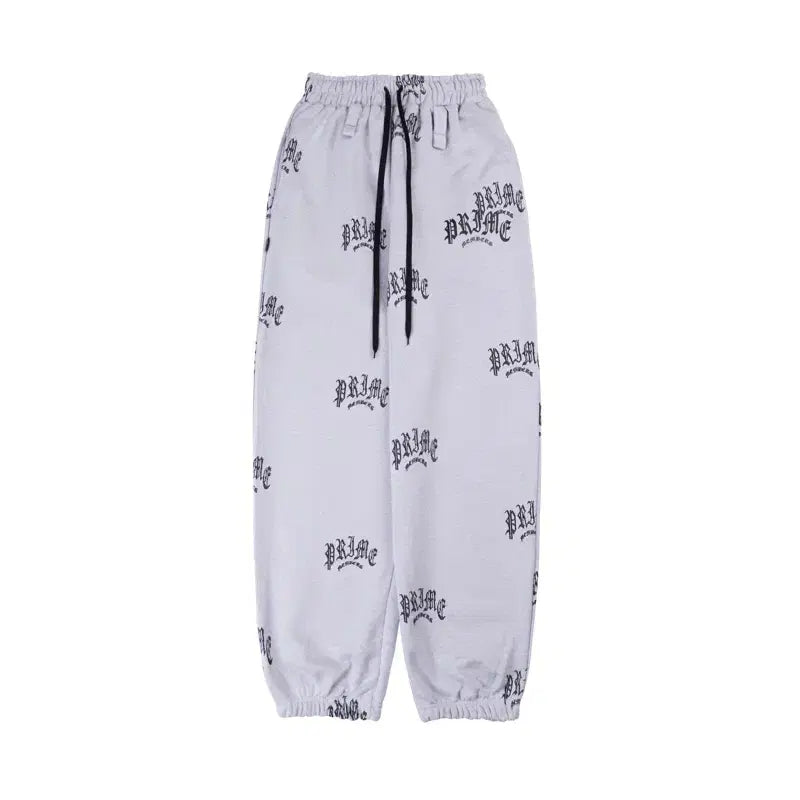[BUNJANG] Prime Members Jacquard Wide Sweatpants Light Grey / 프라임멤버스 자카드 와이드 스웻 팬츠 바지 라이트 그레이