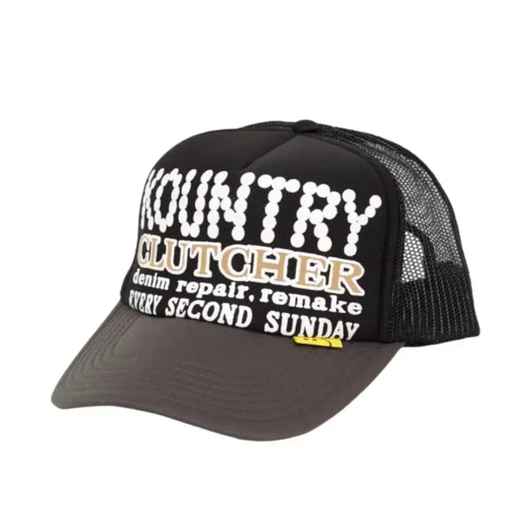 [BUNJANG] Capital Country Pearl Crusher Trucker Cap Hat Black Grey / 캐피탈 컨트리 펄 크러쳐 트러커 캡 모자 블랙 그레이