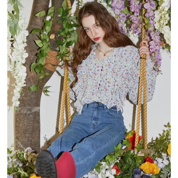 [BUNJANG] Vitalsign Flower Frill Blouse / 배송비포함) 바이탈싸인 vitalsign 플라워 프릴 블라우스