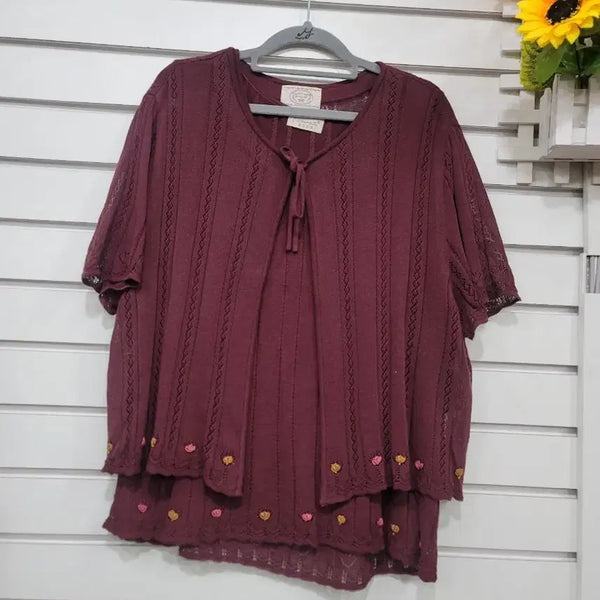 [BUNJANG] Feminine Wine Knit Cardigan Set / #여성의류페미나니 브랜드의 와인색 니트 가디건 세트