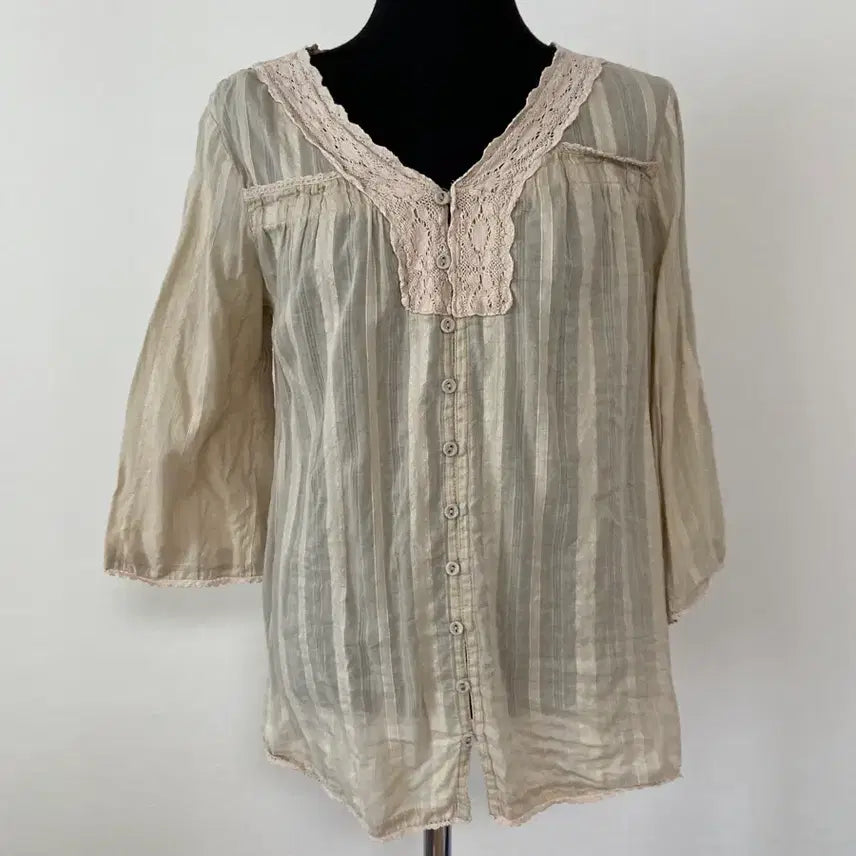 [BUNJANG] Khaki Cotton Blouse / 카키 블라우스