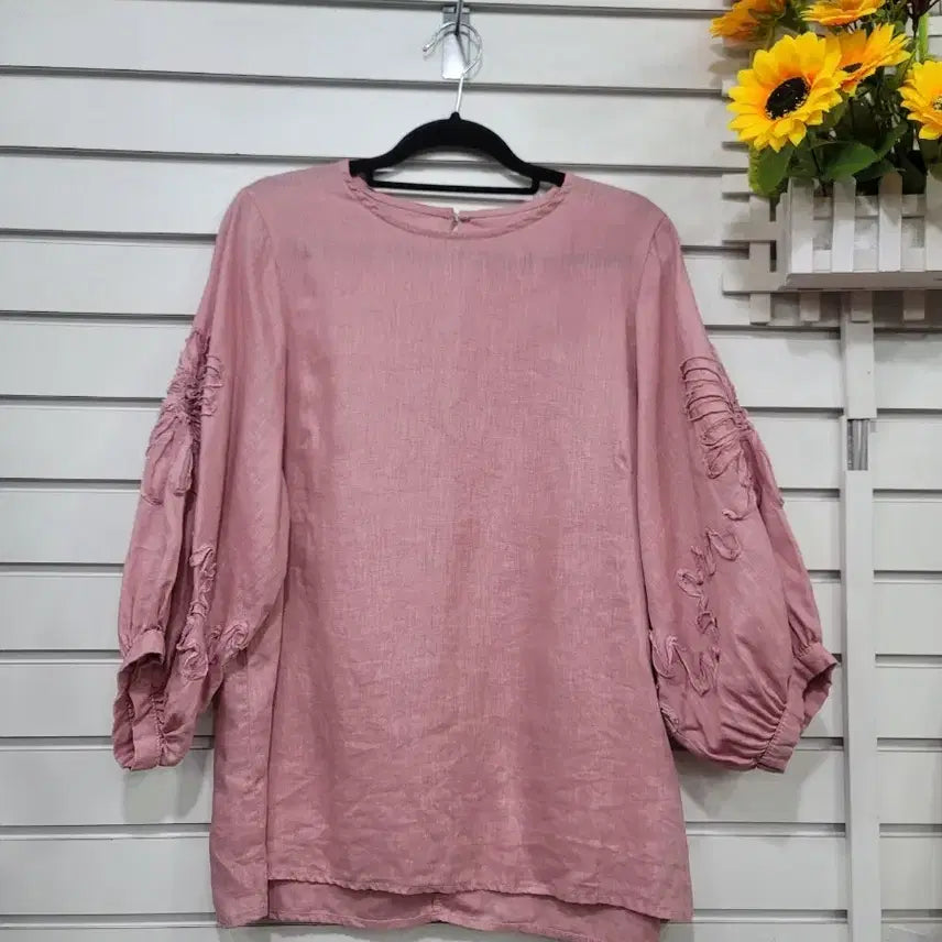 [BUNJANG] 100% Linen Pink Blouse / #여성의류100% 린넨 소재로 제작된 핑크색 블라우스