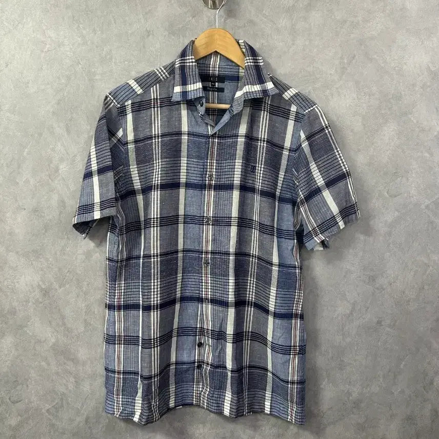 [BUNJANG] DKNY Men's Checked Short-Sleeve Shirt Size 100 / DKNY 체크 반팔 셔츠 남성 100