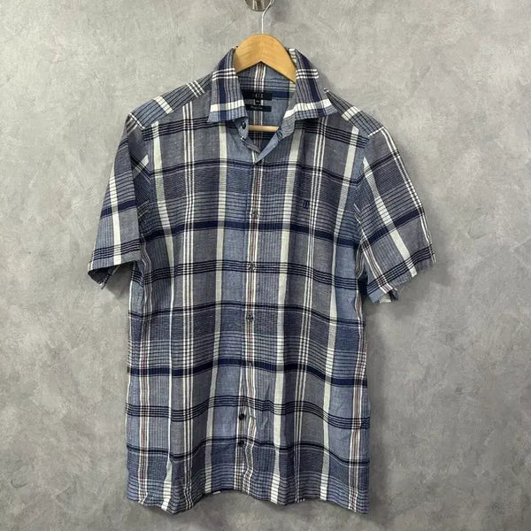 [BUNJANG] DKNY Men's Checked Short-Sleeve Shirt Size 100 / DKNY 체크 반팔 셔츠 남성 100