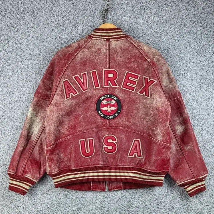 [BUNJANG] Avirex Icon Varsity Leather Jacket Red S / 아비렉스 아이콘 바시티 가죽 자켓 ( S ) / 13208