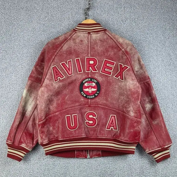 [BUNJANG] Avirex Icon Varsity Leather Jacket Red S / 아비렉스 아이콘 바시티 가죽 자켓 ( S ) / 13208