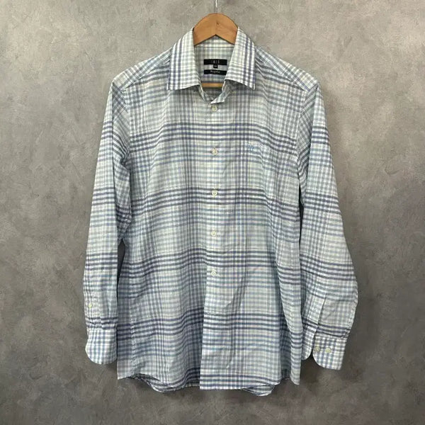 [BUNJANG] Daks Men's Check Pattern Shirt Blue Size 100 / 닥스 남성 체크 패턴 셔츠 블루 100