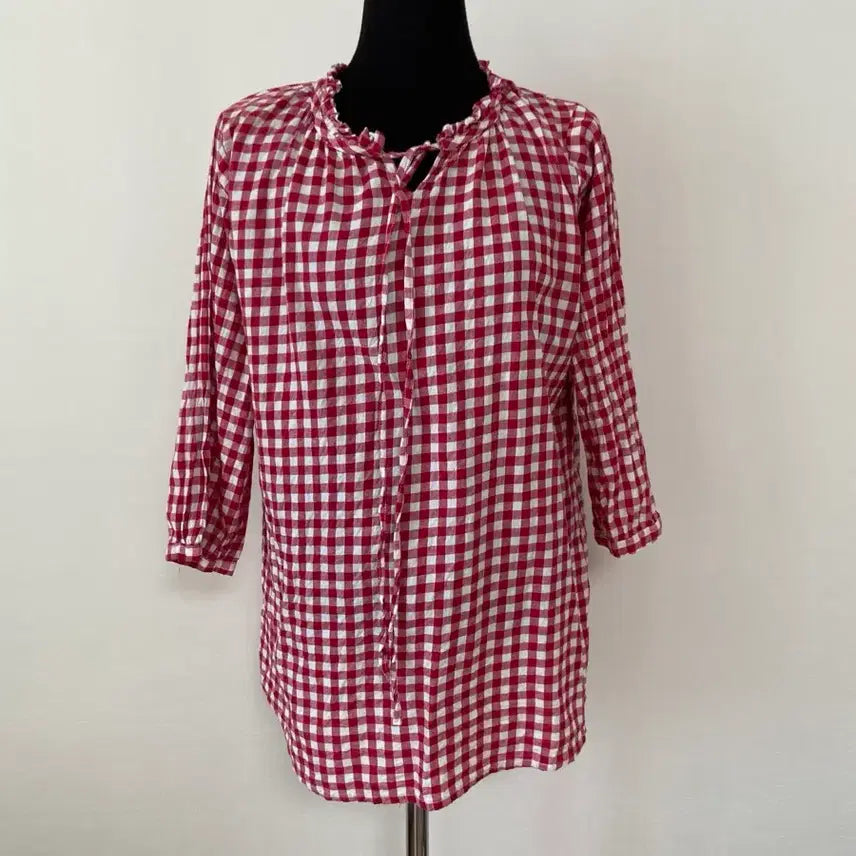 [BUNJANG] Red Checkered Blouse / 레드 체크 블라우스