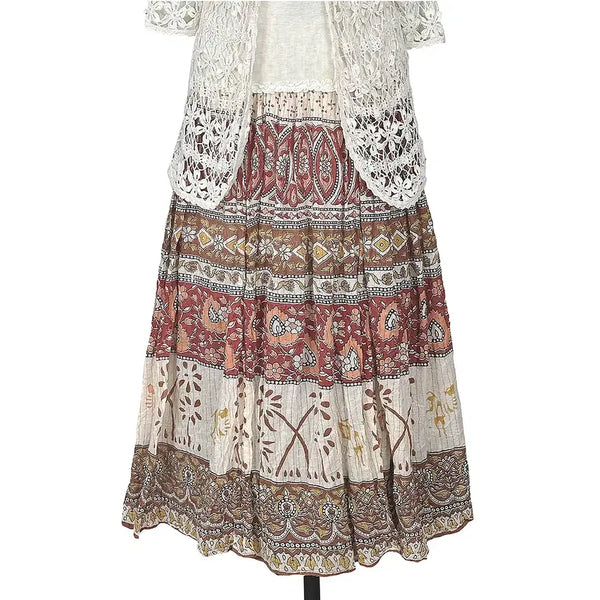 [BUNJANG] Vintage Paisley Ethnic Pattern Shirring Band Long Skirt Mori Kei Y2K Hippie / 일본빈티지 페이즐리에스닉패턴 셔링밴드롱스커트치마 모리걸갸루y2k히피