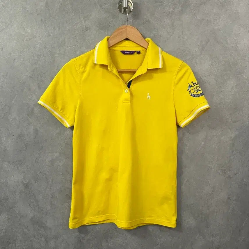 [BUNJANG] HAZZYS Golf Wear Yellow Short Sleeve Polo T-shirt M / HAZZYS 골프웨어 옐로우 반팔 카라티 M
