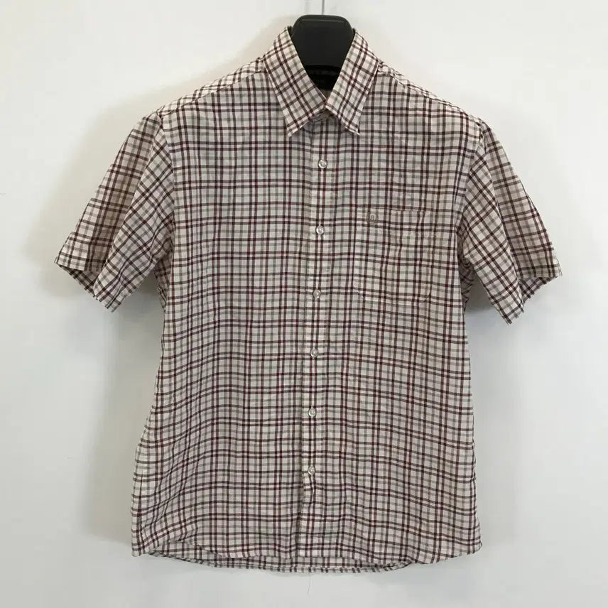 [BUNJANG] Roggatis Linen Blend Short Sleeve Shirt Check 100 / 로가디스 반팔 린넨혼방셔츠 [100]