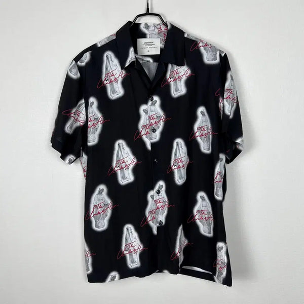[BUNJANG] Under Air Virgin Mary Pattern Short Sleeve Shirt / 언더에어 성모 마리아 반팔 셔츠 남방 예수 남48 L XL 라덴 빈티지