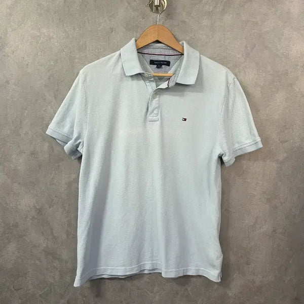 [BUNJANG] Tommy Hilfiger Short Sleeve Polo Shirt Blue L / 타미힐피거 반팔 카라티 하늘색 L
