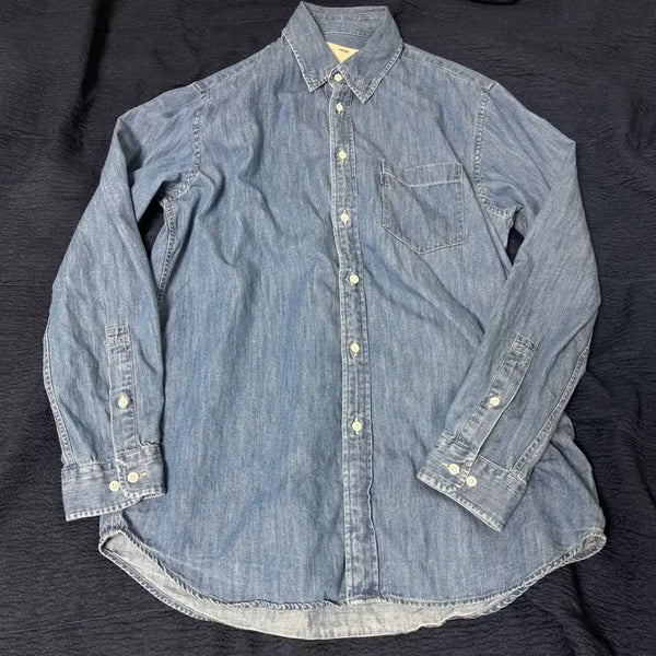 [BUNJANG] Pottery Button-Down Denim Shirt Mid Blue Size 1 / 포터리 버튼다운 데님셔츠 미드블루 1사이즈