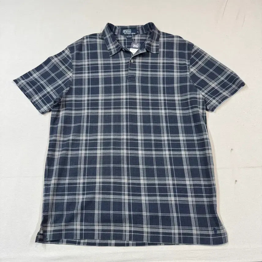 [BUNJANG] Polo Ralph Lauren Classic Blue Check Short Sleeve Polo Shirt PK - Size L / L) 폴로 랄프로렌 체크 반팔 카라티 PK