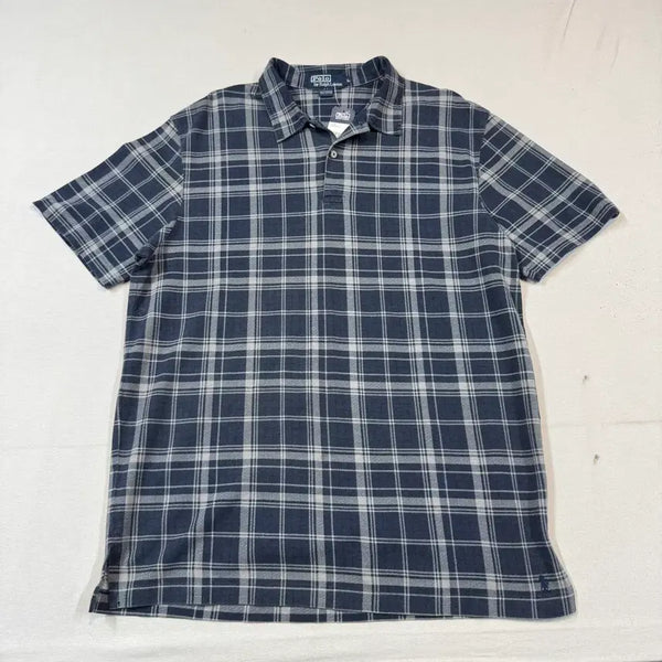 [BUNJANG] Polo Ralph Lauren Classic Blue Check Short Sleeve Polo Shirt PK - Size L / L) 폴로 랄프로렌 체크 반팔 카라티 PK